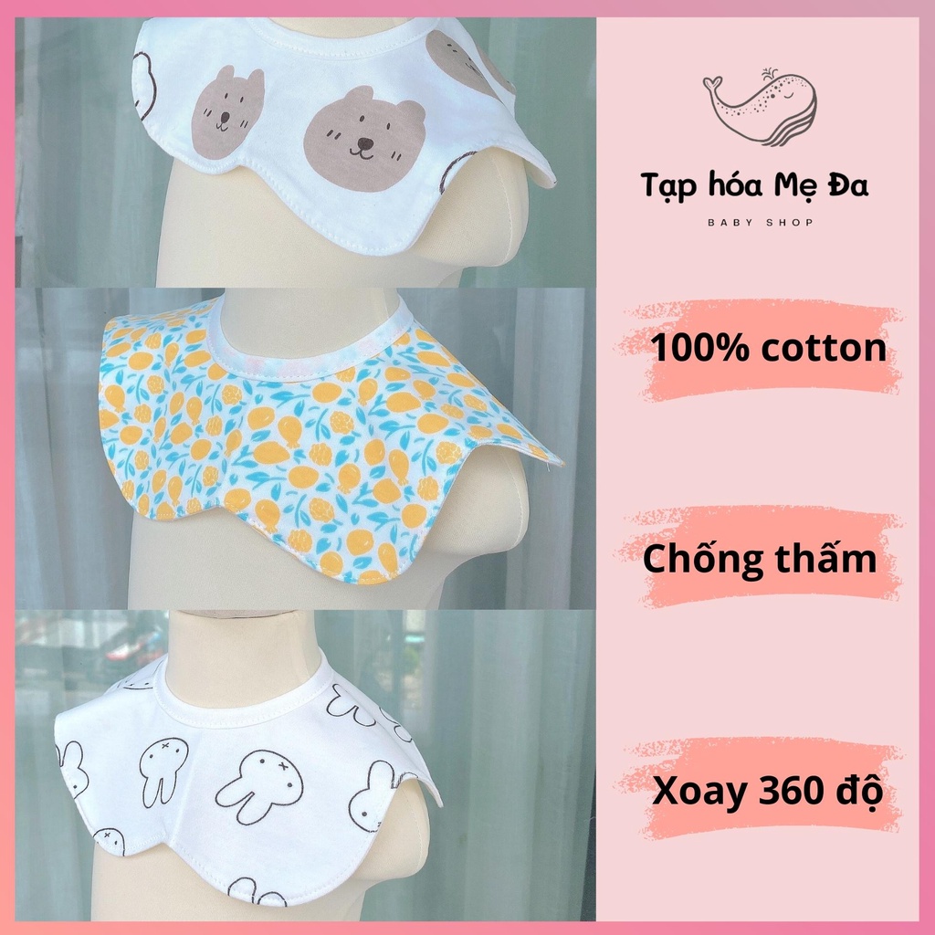 [Ảnh thật] Yếm tròn xoay 360 độ 100% cotton siêu chống thấm (Mẫu khu rừng)