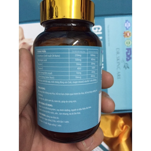 Viên uống trắng da Glutathione 1000mg mịn da cam kết hiệu quả sau 1 tháng