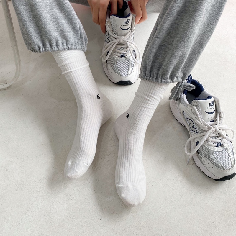 Đôi Vớ Kẻ Sọc Nhiều Màu Sắc In Chữ R Đơn Giản Phong Cách Hàn Quốc Thời Trang Xuân Hè