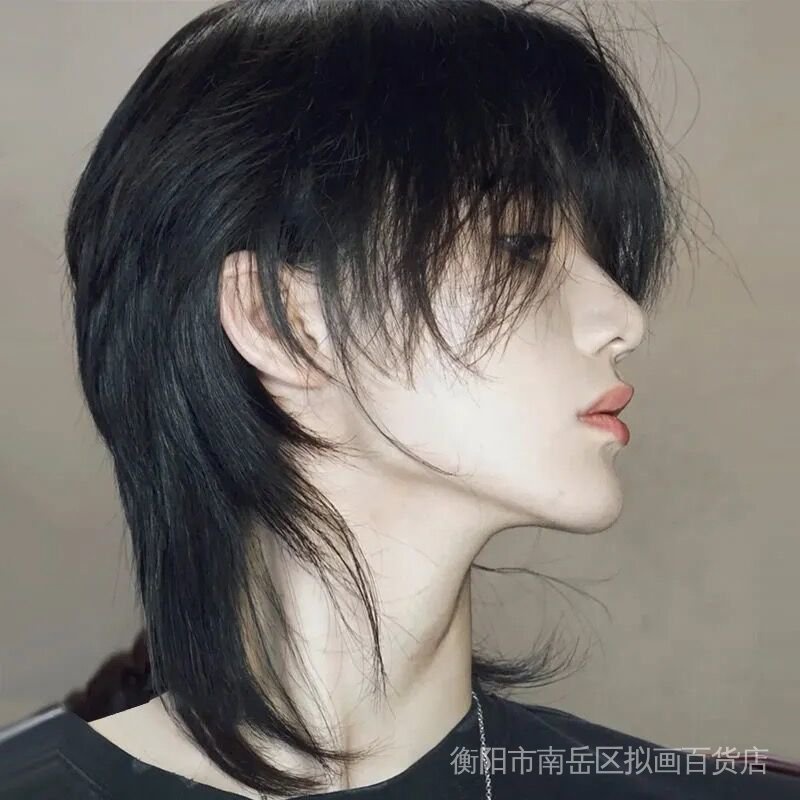 Bộ Tóc Giả Ngắn Đuôi Sói Tự Nhiên Phong Cách Hàn Quốc Cho Nam / Nữ