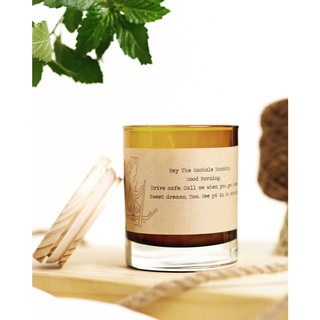 Nến thơm midimo nâu thông điệp 230g in nội dung lời chúc theo yêu cầu
