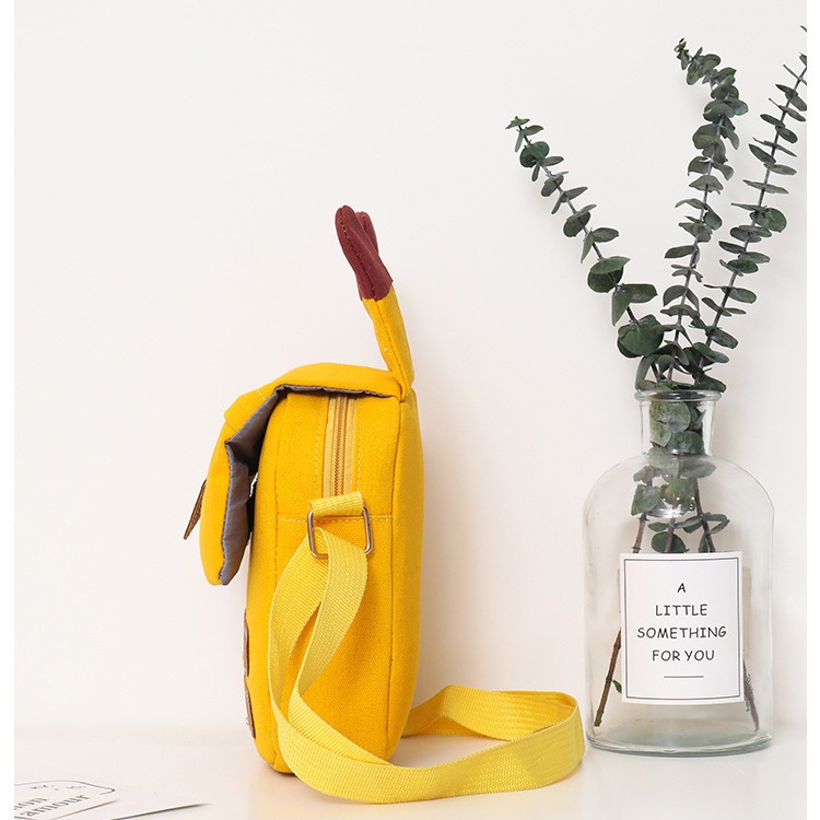 Túi xách nữ Bella925 balo đeo chéo bằng vải bố nhỏ xinh hình pikachu thích hợp dạo phố