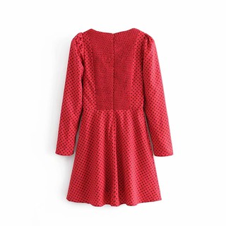 Đầm ZARA đỏ chấm bi chun lưng cực đẹp