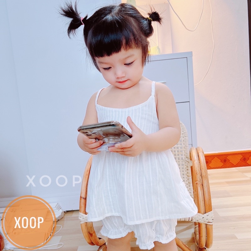 Bộ 2 dây chéo lưng chất thô xịn đẹp cho bé gái siêu mát