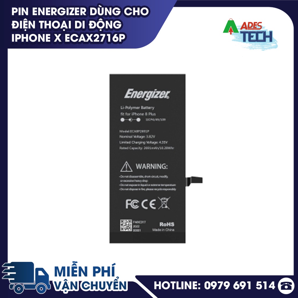 Pin Energizer dùng cho điện thoại di động iPhone X ECAX2716P - BẢO HÀNH 12 THÁNG