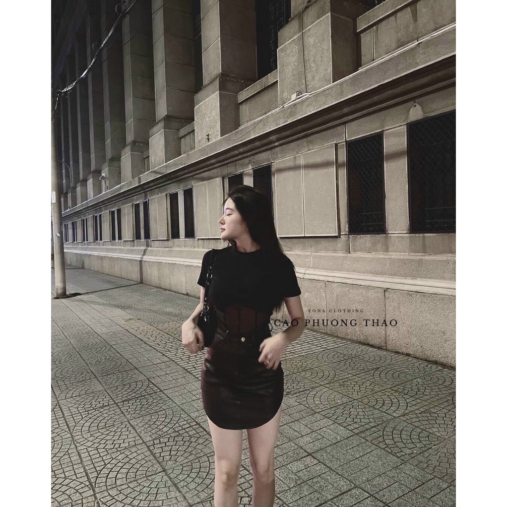 Set Bộ Áo Dài Tay Chân Váy Da Đẹp Cho Cô Nàng Cá Tính Thời Trang Phong Cách Quyến Rũ Nhưng Vẫn Đủ Kín Đáo