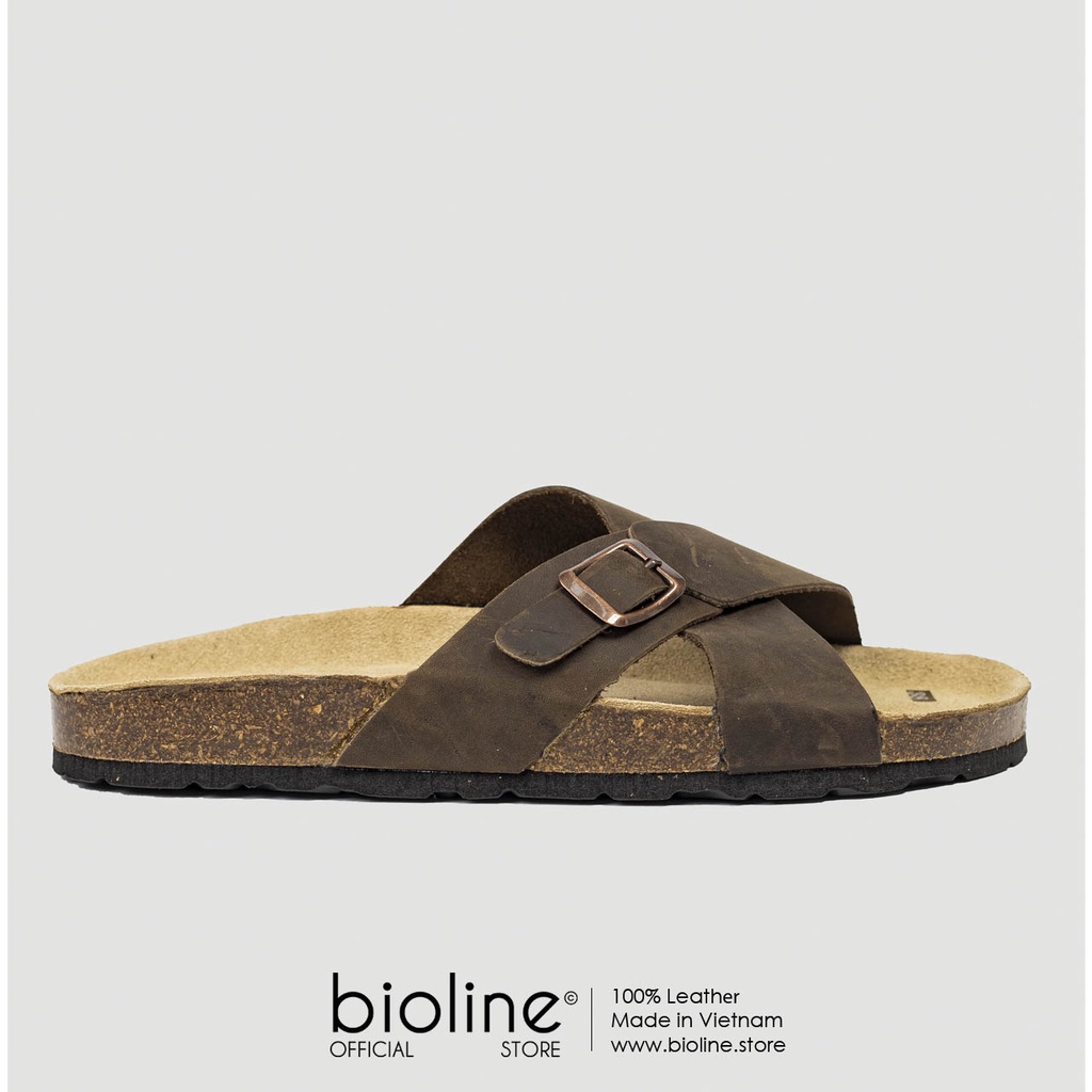D17-Dép da bò quai chéo Birken Bioline Unisex