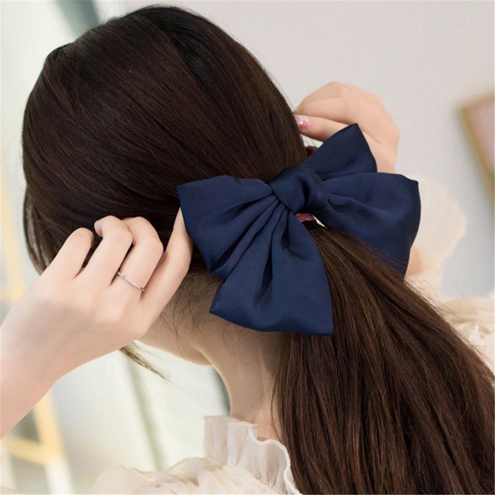 LAYOR1 Kẹp Tóc Nơ Lớn Bằng Lụa Satin Màu Sắc Trơn Dành Cho Dịp Giáng Sinh
