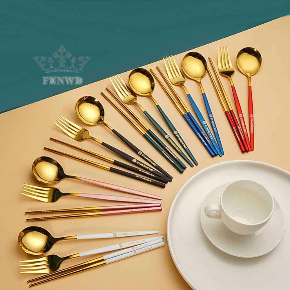 Bộ Muỗng Đũa Nĩa Starbucks Chất Liệu Inox Cao Cấp