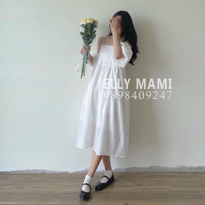 ĐẦM BABYDOLL 2 DÂY BIGSIZE TAY RỚT VAI CÓ THỂ THÁO RỜI