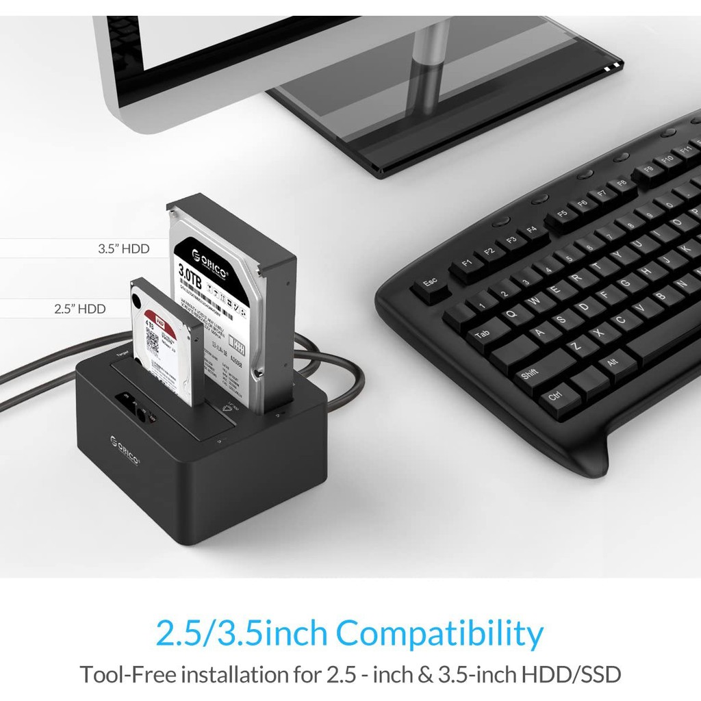 Thiết Bị Chuyển Đổi Orico Sata Hdd 2 Bay 2.5 3.5 Inch Usb3.0 Sang Sata Hdd Kèm Phụ Kiện Chất Lượng Cao(6629US3)