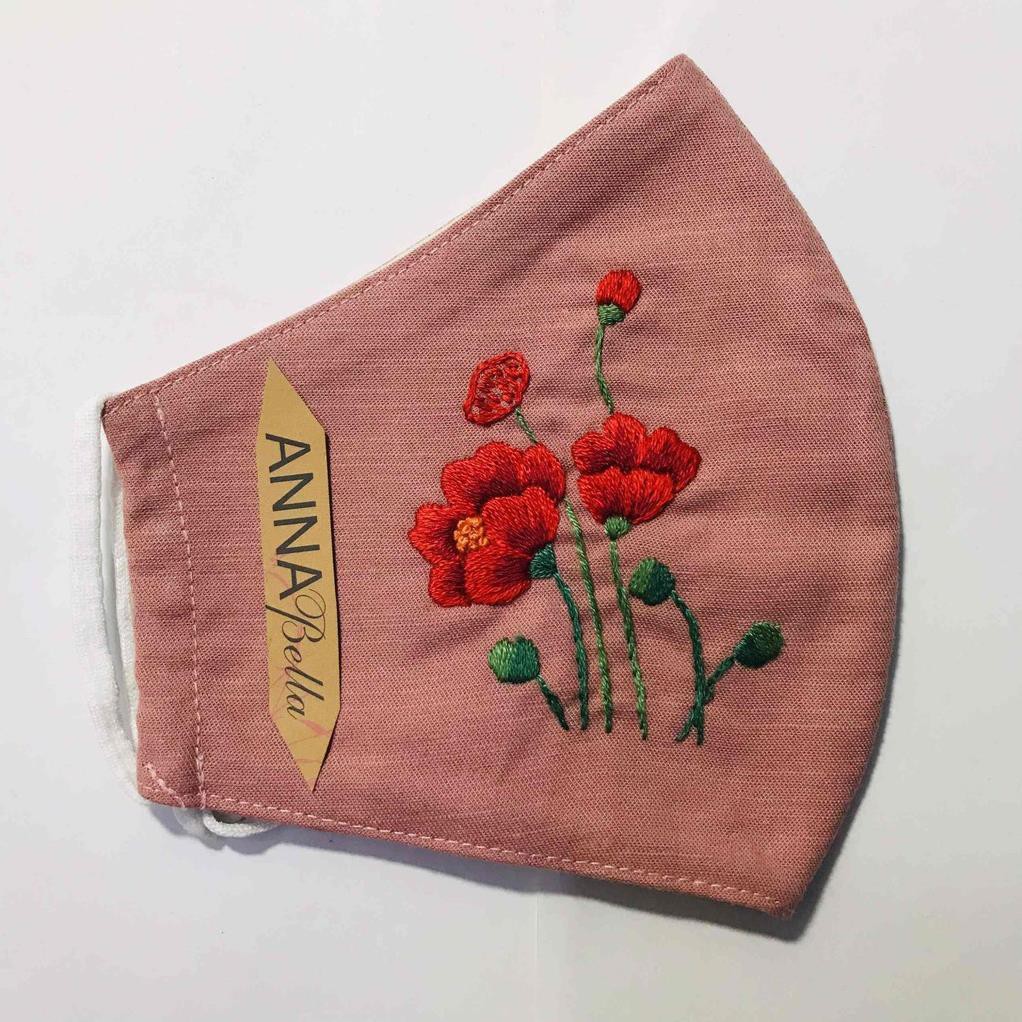 [FREESHIP] Khẩu Trang Vải Linen Thêu Tay mẫu hoa AN14 | BigBuy360 - bigbuy360.vn
