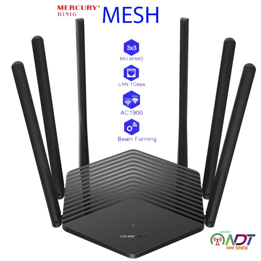 🍁 Mercury D191G MESH Bộ Phát Wifi - 2 Băng tần 2.4Ghz & 5Ghz hỗ trợ MESH WIFI Mercury 191G