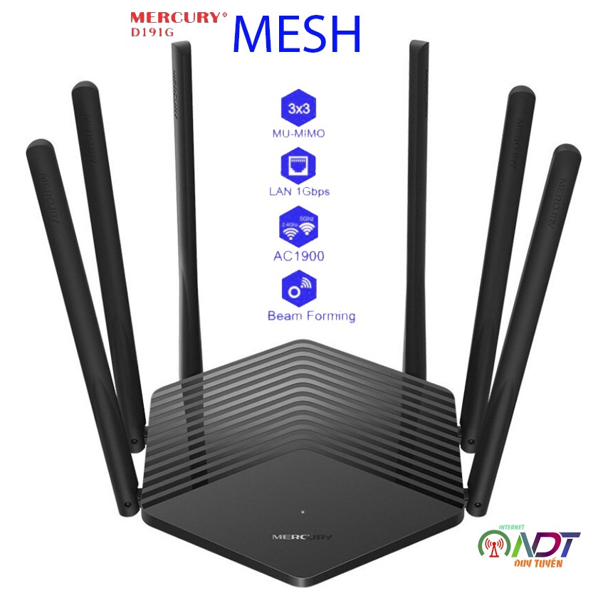 Mercury 191G MESH Bộ Phát Wifi - 2 Băng tần 2.4Ghz &amp; 5Ghz hỗ trợ MESH WIFI