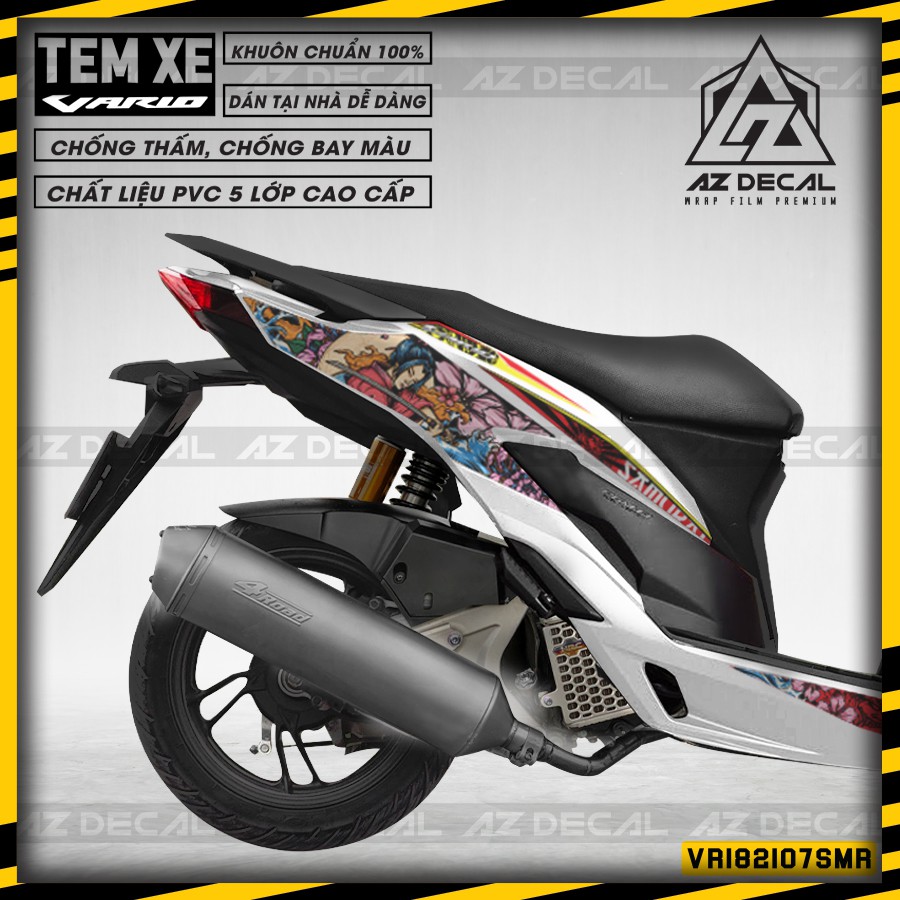 Tem Dán Xe Vario Mẫu Samurai | VR182107SMR | Chất Liệu Decal PVC Cắt Khuôn Sẵn, Chống Thấm Nước