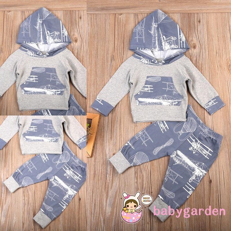 Set áo khoác mũ trùm và quần dài in hình đáng yêu cho bé