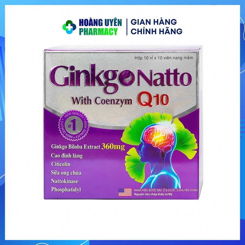 Viên dưỡng não Ginkgo natto 360mg with Coenzym Q10 - Hộp 100 viên