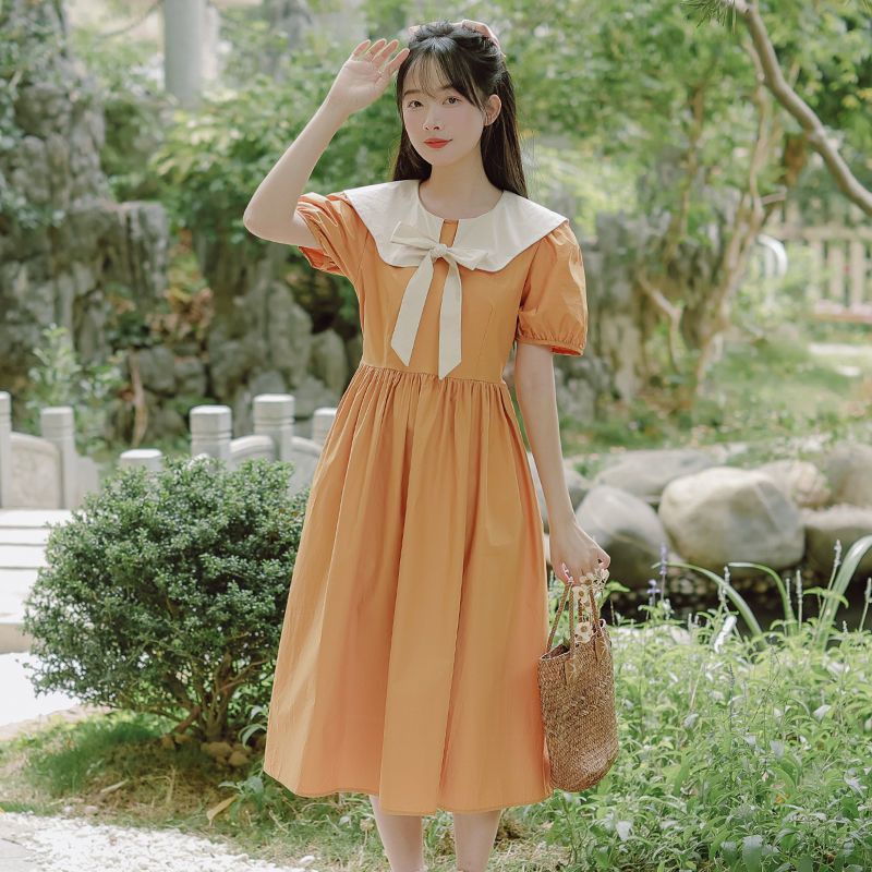 Váy babydoll Đầm Tay Phồng Cổ Búp Bê Thời Trang Mùa Hè 2022 Phong Cách Mới Cho Nữ