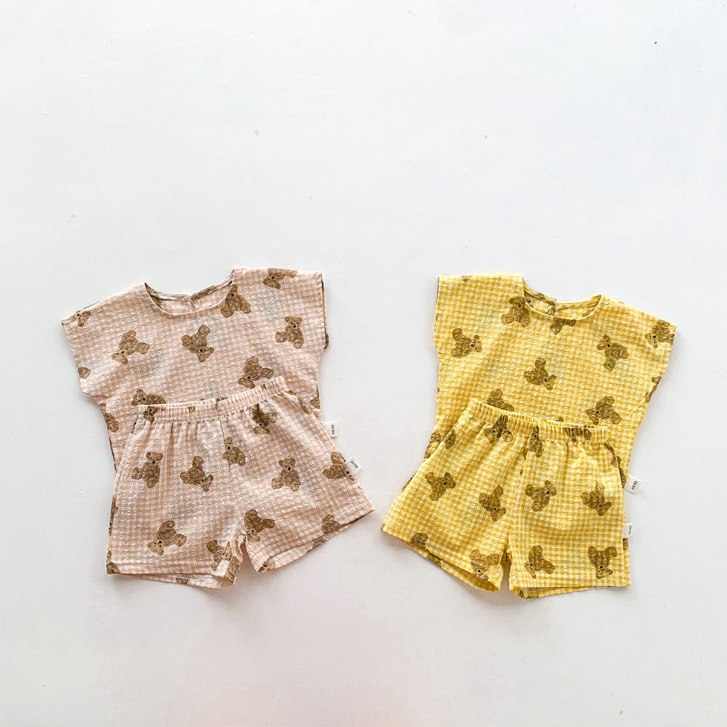 Set áo sơ mi sát nách kèm quần short thời trang mùa hè cho trẻ nhỏ