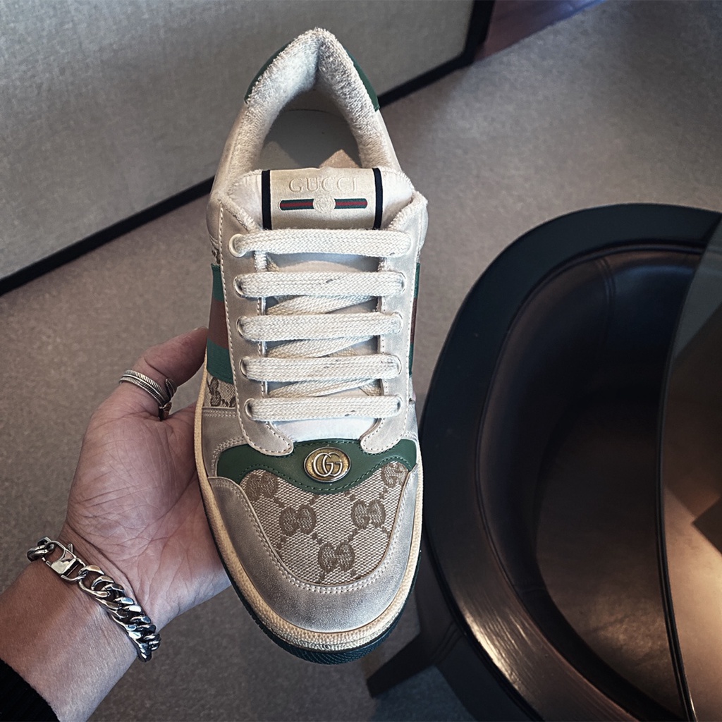 Giày sneakers nam da thật cao cấp GUCCI GG GC mang phong cách " bẩn nhân tạo'' tạo nên sự độc đáo và khác biệt
