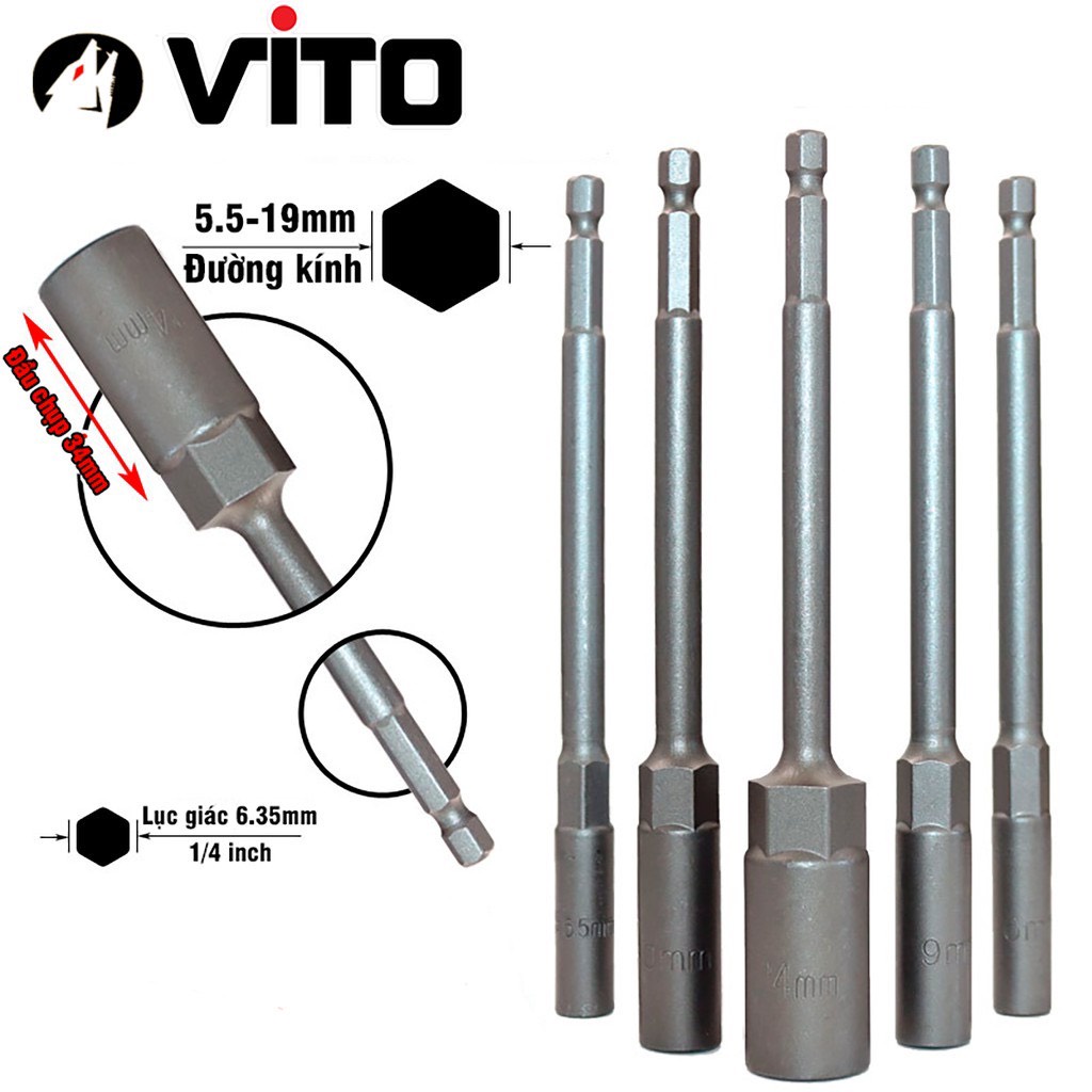 Đầu chụp,đầu bắn bu lông HANDTOOL đủ cỡ 8mm 10mm 12mm dài 150mm hàng Đài Loan