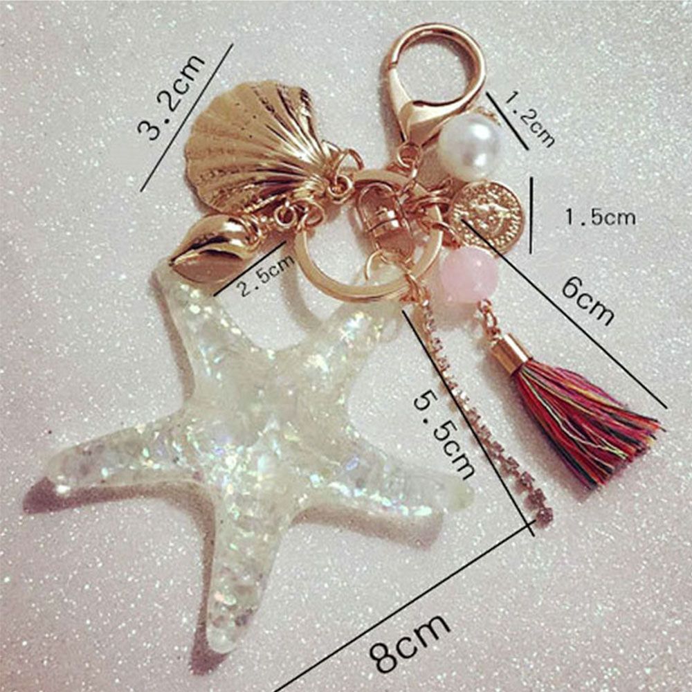 Mxgoods Pendant Accessories Starfish Pearl Shell Key Chain