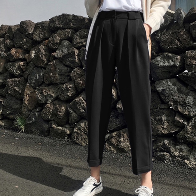 Quần tây baggy big size 9 tấc màu đen lai lật size 70-95kg