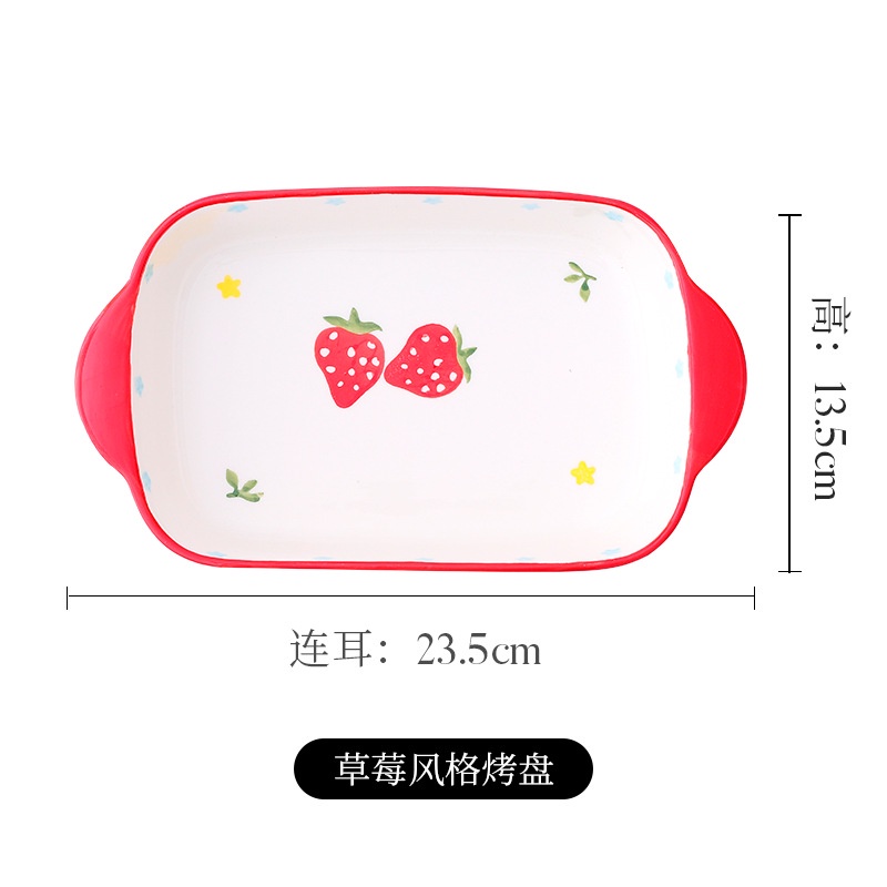 Bộ bát đĩa sứ khay sứ phong cách Bắc Âu dâu tây decor cao cấp trang trí bàn ăn