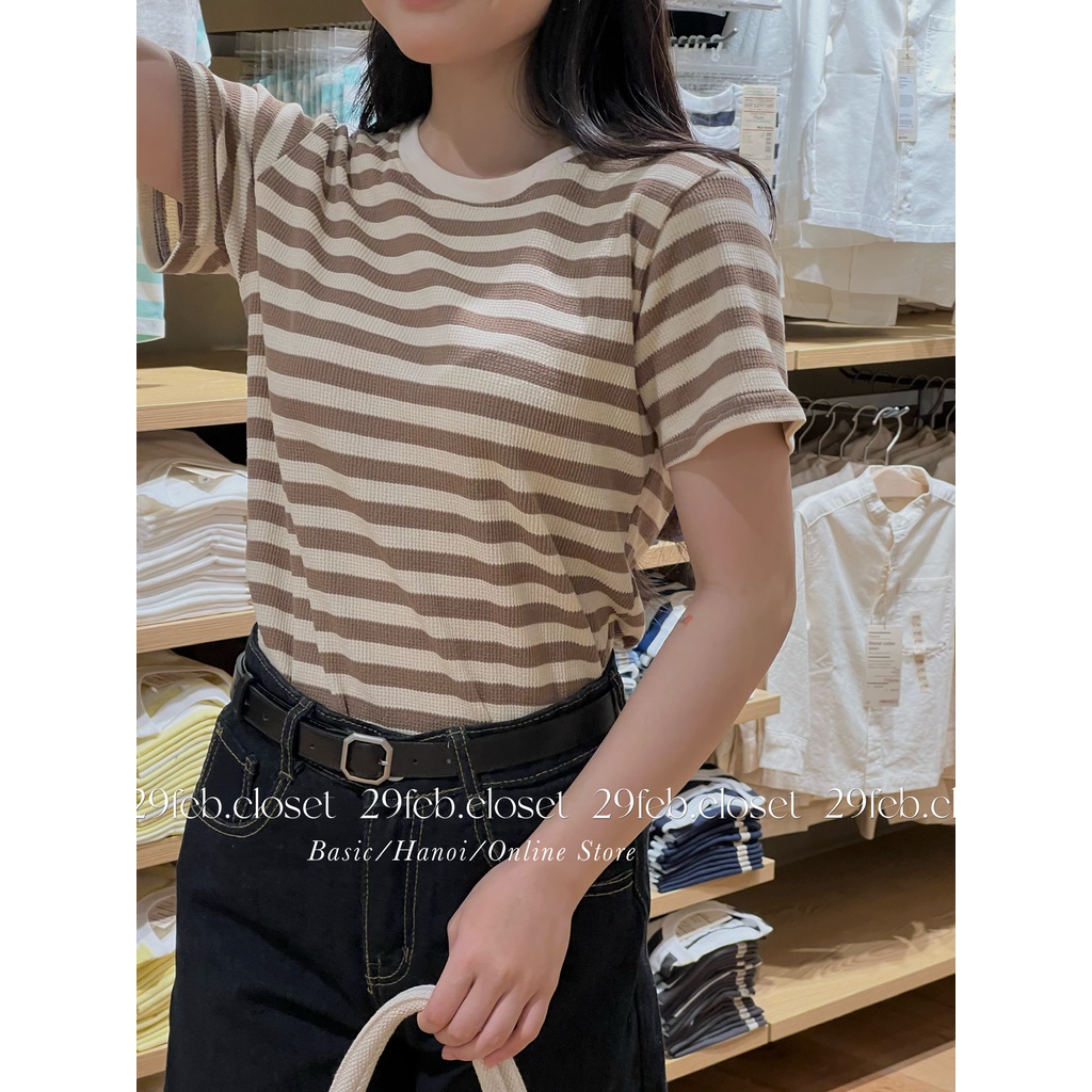 Áo thun tăm kẻ cộc tay hàn quốc - 29feb.closet - A101