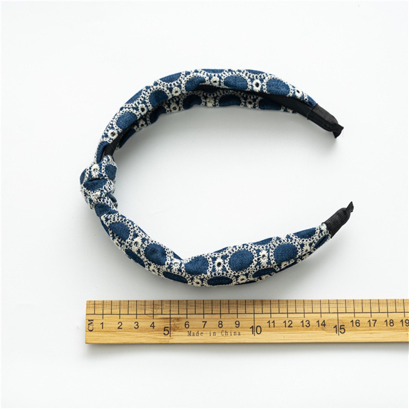 Băng đô denim bản rộng thắt nút thời trang cho nữ