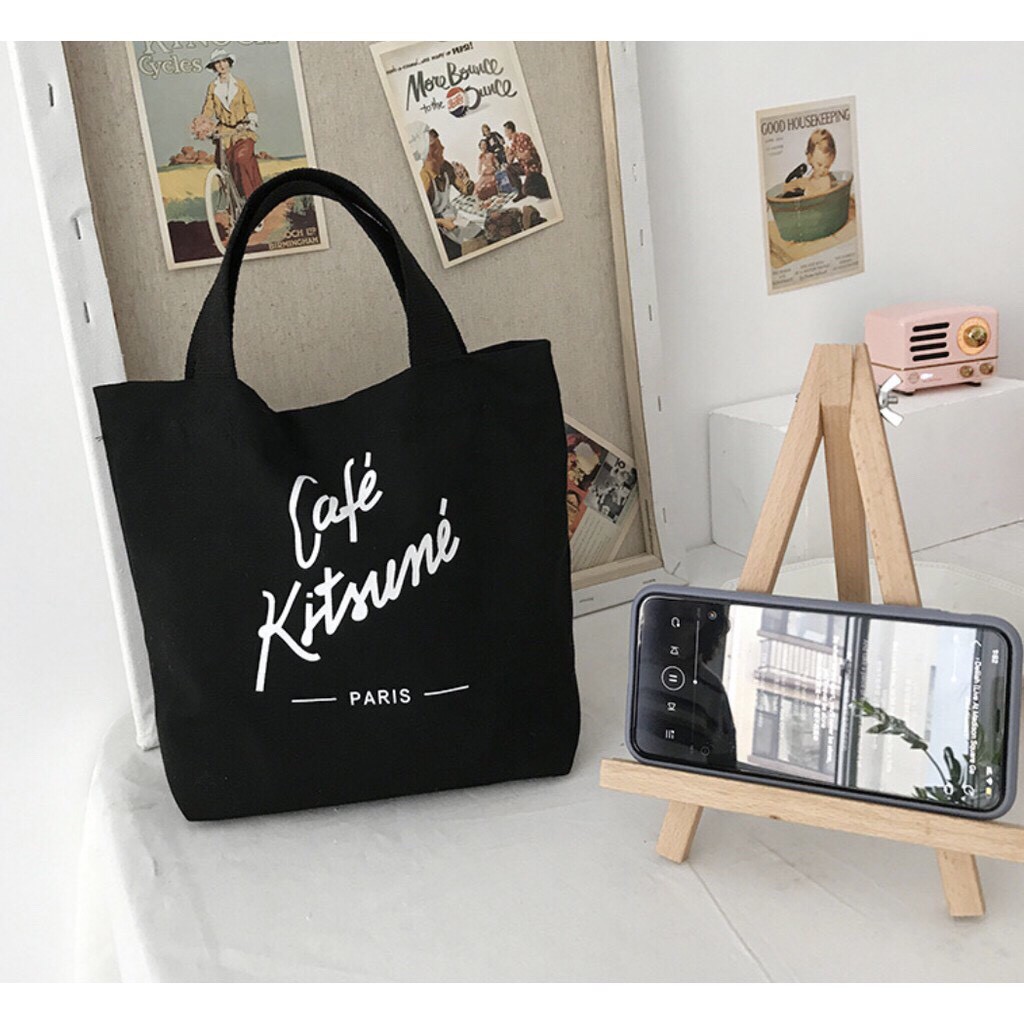 [ SALE 50%]Túi tote vải canvas hoạ tiết in chữ Cafe phong cách Hàn Quốc