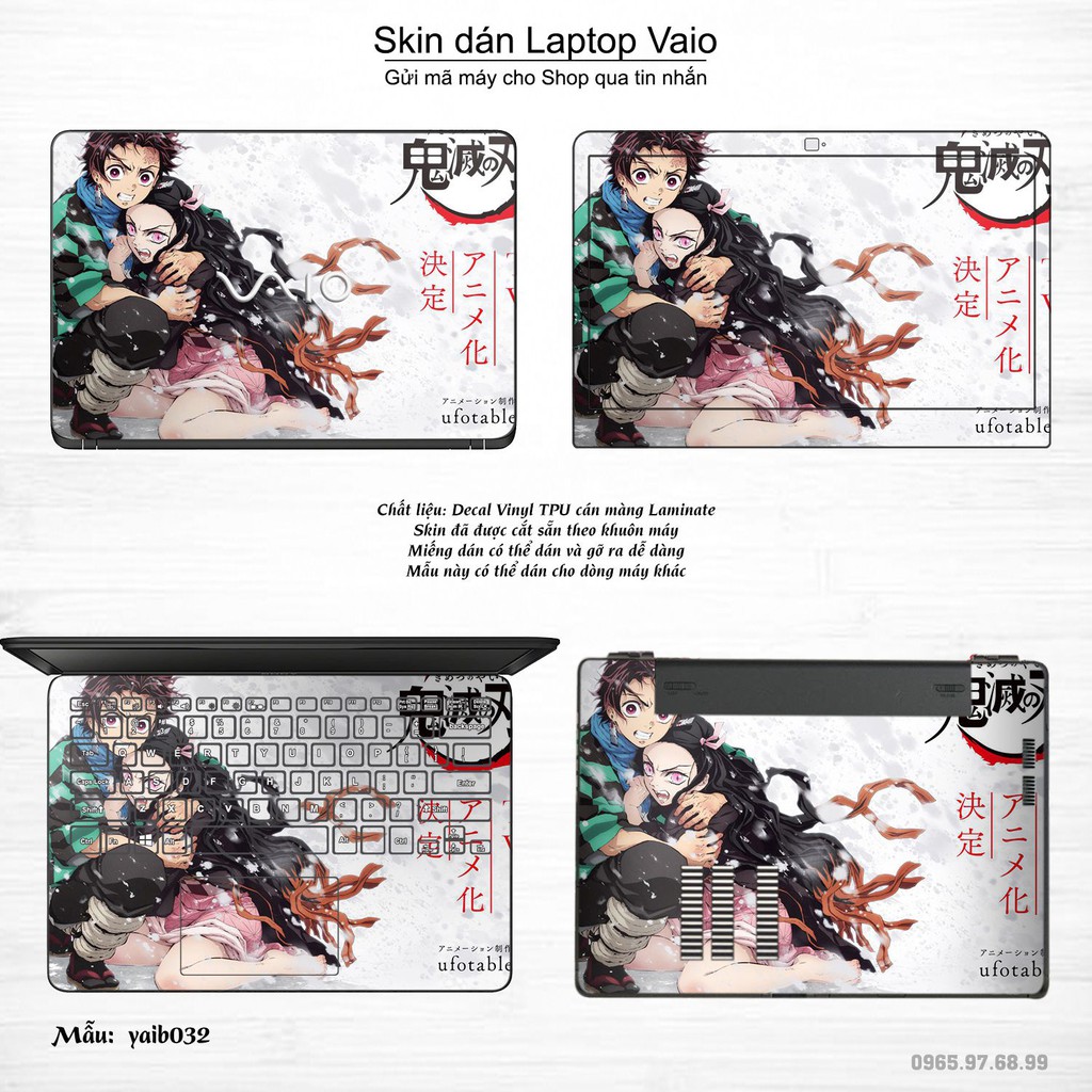 Skin dán Laptop Sony Vaio in hình Kimetsu No Yaiba (inbox mã máy cho Shop)
