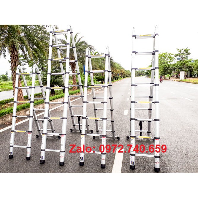 Thang nhôm rút chữ A 3.8 mét (1.9M+1.9M) - Thang LADDER - Nhật Bản loại chất lượng cao