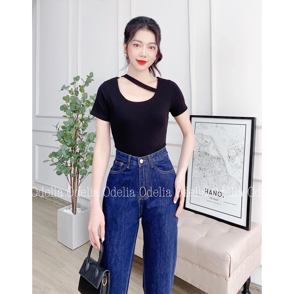 Quần jeans nữ dáng suông Odelia cạp cao - Q5868