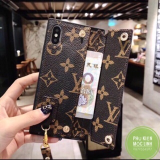 Ốp lv iphone kèm móc ví đựng tiền thẻ atm kiêm chân chống sang chảnh iphone 6 6s 6plus 6splus 7 7plus 8 8plus x xs