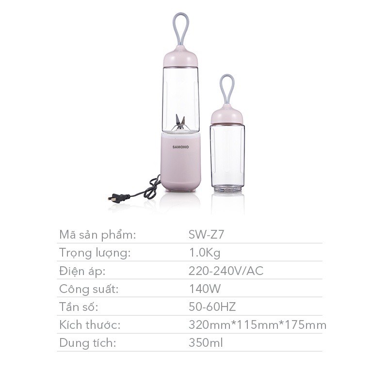 Máy xay sinh tố đa năng Bear 2 cối công suất lớn có thể nghiền đá, thưởng thức sinh tố chỉ với 10s - Bảo hành 12 tháng