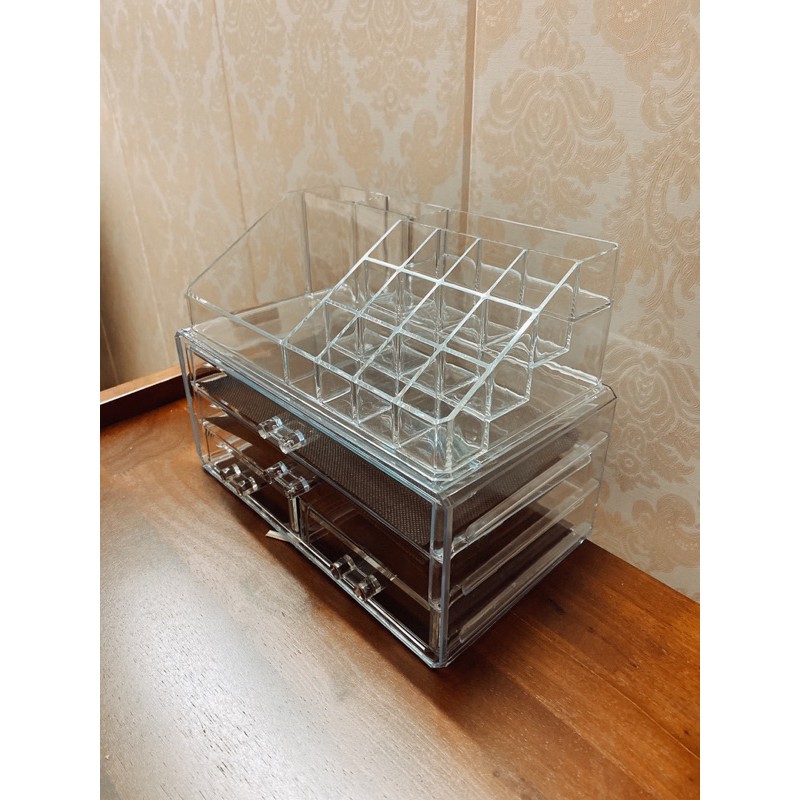 Khay son trong suốt 4 tầng / Kệ mỹ phẩm trong suốt 4 tầng. khay son meka 4 tầng