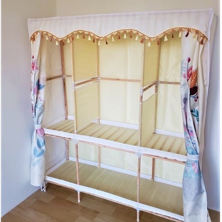 tủ kệ quần áo vải khung gỗ 3 buồng 6 mới ngăn đựng quần áo loại thường có bảo hành 24 tháng của tuvaicaocapvn