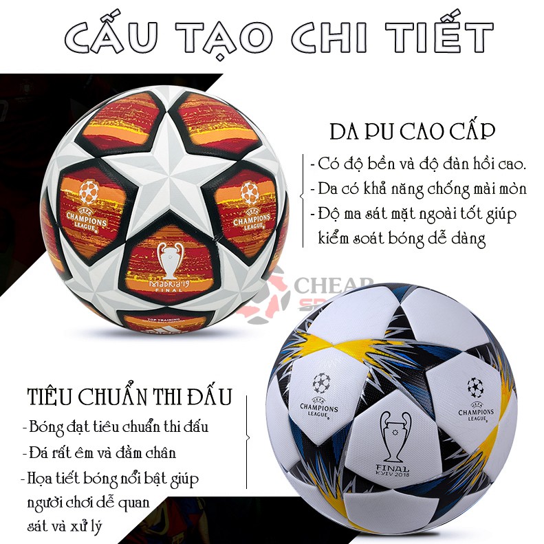 Bóng Đá Champions League Cúp C1 Châu Âu Số 4 5, Trái Banh Da Ngoại Hạng Anh World Cup Euro Đủ Size Trẻ Em Người Lớn