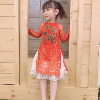 Sỉ áo dài màu đỏ hoa bán tết