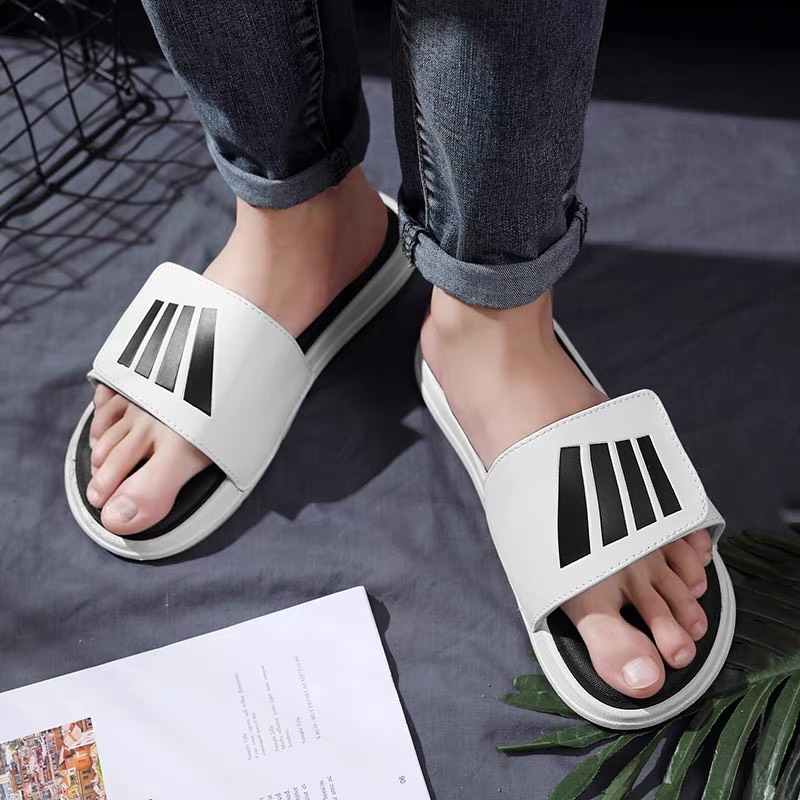 Dép quai ngang nam nữ 168 da họa tiết kẻ nổi đế bánh mì bệt cao 2 cm thời trang unisex đi học đi chơi đẹp giá rẻ