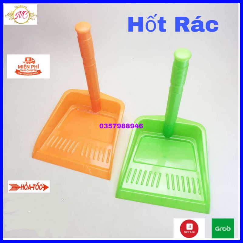 Xúc Rác, Ki Hốt Rác Cán Nhựa Cao 35cm