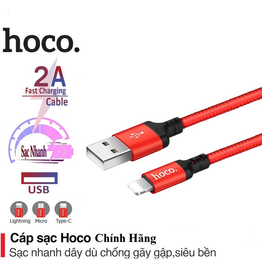Cáp sạc nhanh Hoco Micro Usb / Type C dây dù siêu bên chính hãng