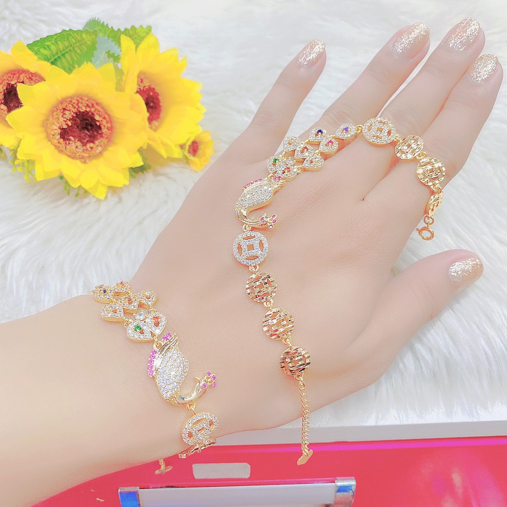 Lắc tay nữ con cong UHA, lắc tay phong thùy bền màu thiết kế cao cấp sáng lấp lánh L3562120A-370