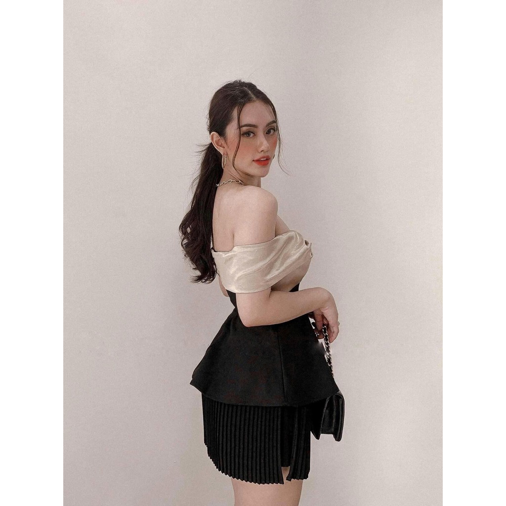 Áo peplum xoắn ngực trễ vai cao cấp