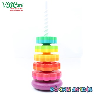 Đồ chơi xếp tháp VBCare trục thẳng xoắn ốc, 6 màu khác nhau cho bé