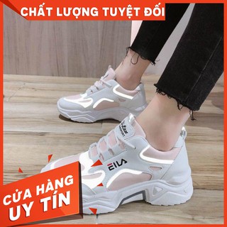 HIT HOT Giầy nữ giày sneaker có viền dạ quang  màu đen, trắng, hồng giầy đế cao 5cm