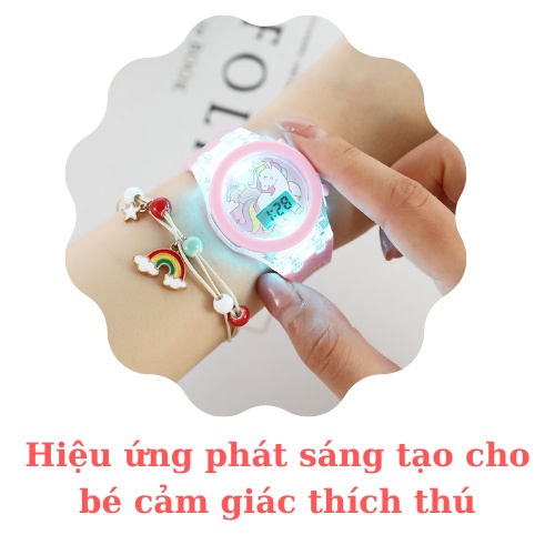 Đồng hồ trẻ em, đồng hồ bé gái họa tiết hoạt hình elsa ngựa pony công chúa nhà Cuội