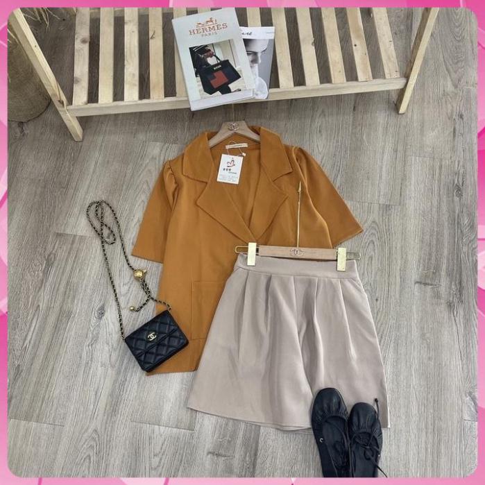 S37 CAO CẤP Set áo Blazer nâu kèm quần sort (S37) OR