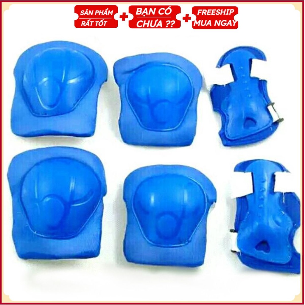 Kit Bảo Vệ Đầu Gối, Khuỷu Tay Trượt Patin (Xanh/ Cam Viền Đen)
